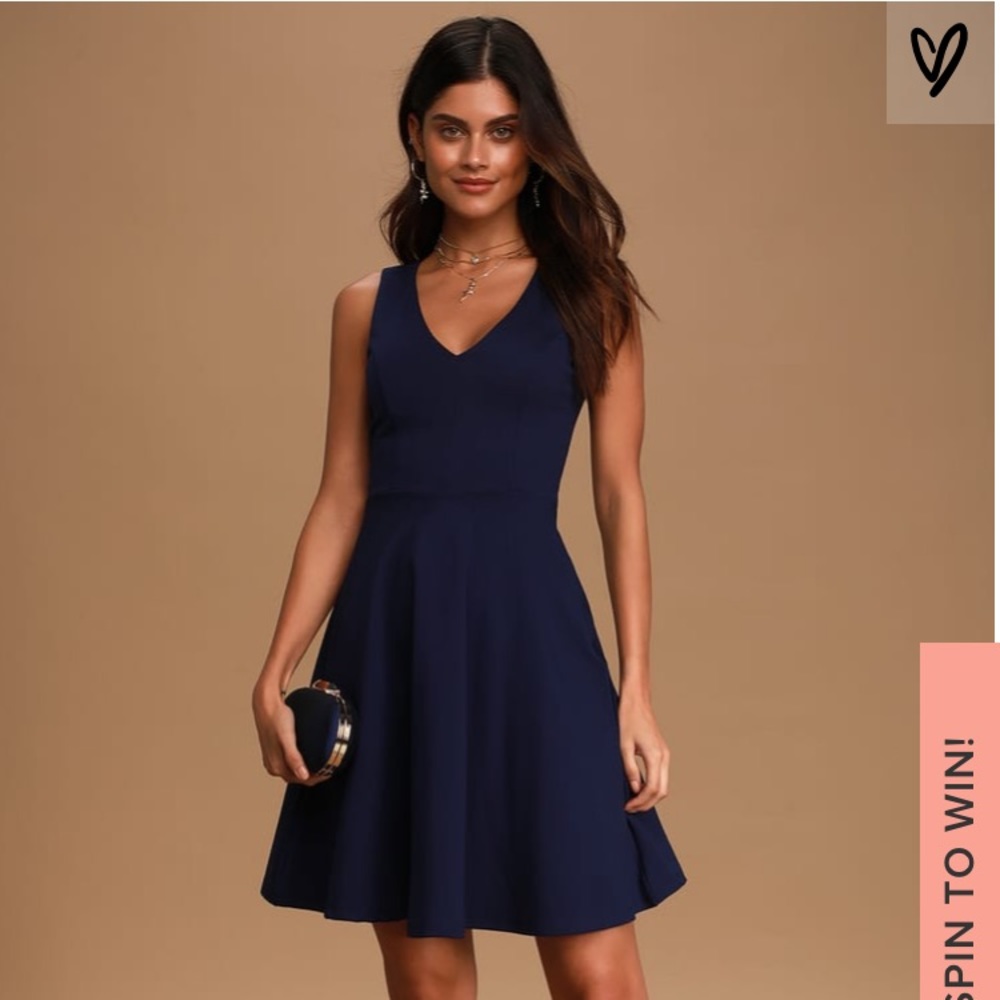 Lulu’s Navy Skater Dress Size L